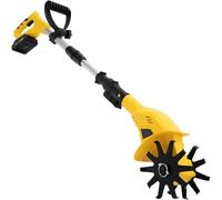 20V Cordless Tiller for Small Gardens, 2.65kg Ultra Light Handheld Cultivator with Manganese Steel Blades, Adjustable Handle & Quiet 85dB Operation - Battery Powered Garden Tiller (Yellow)