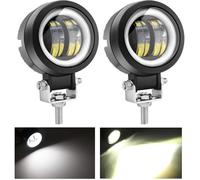 20W LED Phares Antibrouillard Offroad Oeil d'ange Feux Diurnes,Etanche Lampe de Travail LED pour Camion SUV ATV Moto Tracteur Batea