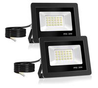 20W Projecteur LED, Spot avec 24 LEDs Eclairage Exterieur IP65 Etanche, 6000K, mural, pour Jardin, (2PCS) [Classe énergétique E]