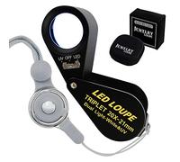 20x 21mm Bijoutier Loupe LED UV Triolet Lentille Loupe Gem Optique Outil Escamoter Poche Noir Frame pour Inspection Diamants Pierres Précieuses