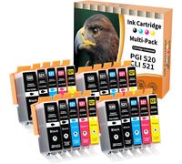 20x 520XL 521XL Cartouches d'encre Compatibles pour Canon PGI-520 CLI-521 pour Canon Pixma iP3600 iP4600 iP4700 MP540 MP550 MP560 MP620 MP630 MP640 MP980