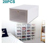 20x boîte à chaussures boîte à chaussures rangement de chaussures tiroir bac en plastique transparent empilable bac en plastique boîtes à chaussures avec couvercle tout usage grand bac empilable
