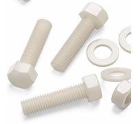 20x Boulons à tête hexagonale naturels en nylon PA66, écrous et rondelles plastique, M10 x 40 mm