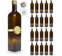 20x Bouteilles en Verre Foncé 500ml avec Bouchon a Vis Doré avec Bec Verseur - Huile d'Olive, Vinaigre
