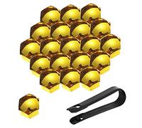20x Capuchon Pour Vis Enjoliveur De Voiture, Bouchons Cache éCrou, Couvre Boulons De Roue, DéCoration De Boulon, Capuchons Protection Hexagonal Pour éCrous De Roue, Avec Outil Demontage (or-19mm)
