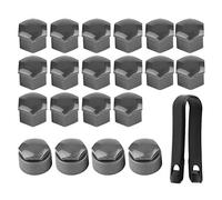 20x Capuchons d’écrou de roue 17mm, Bouchon de protection antivol pour vis de moyeu de voiture, Cache écrou en nylon PA66, gris