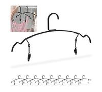 20x Cintre Pince, Dessous & Lingerie, avec 2 Clips, Multifonctionnel, métal, 33 cm de Large, Noir