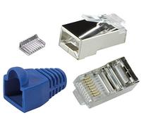 20x Connecteur à sertir RJ45 CAT6/CAT5e Bleu Métal blindé avec manchon