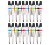 20x Connecteur Jack 6.35mm Mâle Mono Soudure Cable Audio Plug Adaptateur Couleur