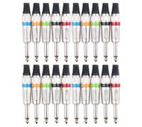 20x Connecteur Jack 6.35mm Mâle Mono Soudure Cable Audio Plug Adaptateur Couleur