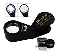 20x Loupe Bijoux Loupe LED UV Lumière 21mm Triolet Lentille Optique Verre, Poche Gemme Loupe Outil Bijoutier, Timbre Philatéliste, Pièce Numismatique