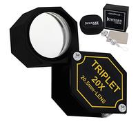 20x Loupe Bijoux Triolet Lentille 20.5mm Optique Verre Poche Gemme Loupe Outil pour Bijoutier, Timbre Philatéliste, Pièce Numismatique, Achromatique Noir Hexagonal Conception Trousse Ensemble