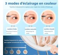 20x Magnifying Mirror With Light, 20x Magnifying Mirror With 3 Colour Modes, Rechargeable Illuminated Magnifying Mirror 15cm With 3 Suction Cups And 360° Table Stand, With Tweezers And Scissors