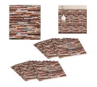 relaxdays 20 x Panneaux muraux aspect pierre multicolore