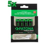 20x PATONA Premium USB-C 4x AA Accus Lithium 1.5V 3000mWh (5x 4 Paquet)