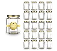 20x Petit Pot de Miel Hexagonal avec Couvercle 100ml - Mini Bocaux, Idéal pour la Conservation de Miel, Confiture, Épices, Yaourt- Cadeau Invités Mariage, Faveurs de Mariage et Baby Shower