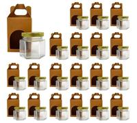 20x Petit Pot de Miel Hexagonal avec Couvercle 60ml + 20x Boîte Kraft pour 1 Pot - Idéal pour la Conservation de Miel