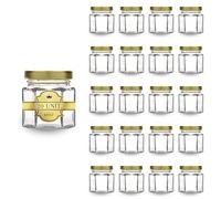 20x Petit Pot de Miel Hexagonal avec Couvercle 60ml - Mini Bocaux, Idéal pour la Conservation de Miel, Confiture, Épices, Yaourt- Cadeau Invités Mariage, Faveurs de Mariage et Baby Shower