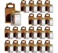 20x Pot en Verre Carré pour Épices 100ml avec Couvercle + 20 Boîtes Kraft - Bocaux Rangement Cuisine - Épices