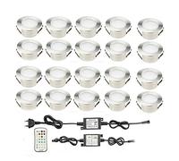 20x RGBWW Lampe de Spot A Led Encastrable Lampe de Sol Encastrer étanche IP67 12V 1.2W Ø61mm pour éclairage pour terrasse, patio, jardin, décoration, intérieur et extérieur, terrasse