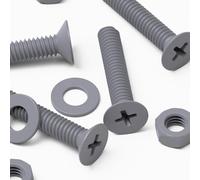 20x vis fraisées en plastique PP grises M4 x 20mm, écrous/rondelles