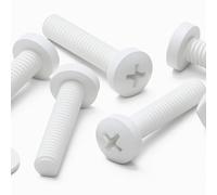 20x vis PP blanches à tête cylindrique M4 x 20mm + écrous et rondelles