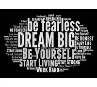 20x10FT (6x3m) Nuage De Mots Motivants Noir Et Blanc Fond Photographique