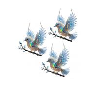 (20x20cm - 3pcs)2D Acrylic Birds Wall Decor Colorful Stained Glass Art Hanging Ornaments Suncatchers for Window