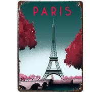 20x30cm Paris Vintage Plaque Affiche Étain Métal Mur Signe Rétro Décoration pour Bar Café Garage Gaz Station Accueil Club 01