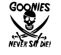 21,2 cm x 22,9 cm Goonies Never Say Die Sticker Personnalité Mode Autocollants De Voiture Décoration(Black)