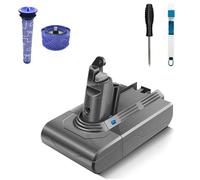 21.6V 4000mAh Batterie pour Dyson V6 Aspirateur avec Pré-filtre et Post-filtre et Brosse et Tournevis