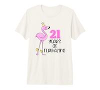 21 Ans de croisière Flamant Rose sur Plage 21e Anniversaire T-Shirt Haut de Gamme