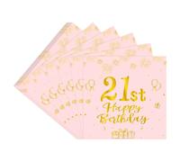 21 Ans Serviettes en Papier Anniversaire 30 Pièces - Motif "21st Happy Birthday" pour Décoration de Table, Gâteau et Fête, Idée Cadeau Fête