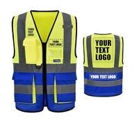 21 couleurs Gilets haute visibilité imprimés personnalisés Fermeture à glissière avec poches LOGO Gilet de sécurité réfléchissant haute visibilité personnalisé Gilet de sécurité EN20471 de classe 2