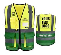 21 couleurs Gilets haute visibilité imprimés personnalisés Fermeture à glissière avec poches LOGO Gilet de sécurité réfléchissant haute visibilité personnalisé Gilet de sécurité EN20471 de classe 2