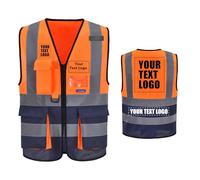 21 couleurs Gilets haute visibilité imprimés personnalisés Fermeture à glissière avec poches LOGO Gilet de sécurité réfléchissant haute visibilité personnalisé Gilet de sécurité EN20471 de classe 2