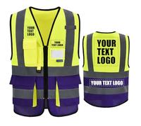 21 couleurs Gilets haute visibilité imprimés personnalisés Fermeture à glissière avec poches LOGO Gilet de sécurité réfléchissant haute visibilité personnalisé Gilet de sécurité EN20471 de classe 2