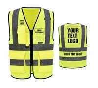 21 couleurs Gilets haute visibilité imprimés personnalisés Fermeture à glissière avec poches LOGO Gilet de sécurité réfléchissant haute visibilité personnalisé Gilet de sécurité EN20471 de classe 2