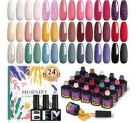 21 Couleurs Kit Vernis Semi Permanent, avec Base de Glossy Mat Top Coat Rose Rouge Bordeaux Bleu Vernis Gel UV Semi Permanent