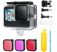21 en 1 Boîtier Étanche et 3 Filtres Rouge Violet Rose et Poignée Flottante+Courroie et Vis et Feuilles Anti-buée Compatible avec Gopro Hero 9/10/11/12