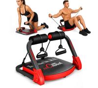 21-en-1 Entraînement de Base Entraîneur d'Abdominaux 3 Vitesses Réglable Entraîneur Abdominal pour la Maison, Pliable Entraîneur Abdominal avec Deux Câbles de Résistance, Charge jusqu'à 100kg