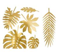 PartyDeco - Feuilles tropicales en papier - 21 pièces - Doré - Taille unique