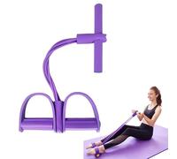 21 Fitness Resistance Bands-4 Tube Pedal Ankle Puller, Bandes de résistance, Corde élastique avec pédale de Pied Abdominal, Multifonction Corde de Traction élastique pour Fitness, Yoga (Violet)