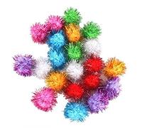 21 / Pack 3.5cm Cat Boules De Jouet Jouets Mous Chaton avec Tinsel Fluff Intérieur Pompom Boule Couleurs Assorties Au Hasard