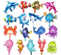 21 Pièces De Ballons D'Animaux Marins, Ballons En Film D'Aluminium De Dessin Animé, Ballons D'Ambiance, Ballons De Dauphin Et De Crabe, Adaptés Aux Décorations De Fête D'Anniversaire D'Enfants
