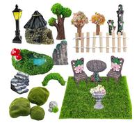 21 Pièces Gazon Artificiel Jardin Zen Faux Gazon Gazon Synthetique Fausse Pelouse Décoration Extérieure Miniature Convient à La Décoration des Jardins Zen et des Jardins de Contes de Fées