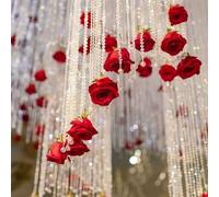 21 pièces Guirlande suspendue en cascade de roses rouges, roses artificielles décorées de perles de cristal, convient pour la Saint-Valentin, les mariages, les enterrements de vie de jeune fille, les 