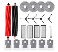 21 pièces Kit d'accessoires pour Roborock Qrevo Master/Qrevo Slim aspirateur robot, 2 brosse principale, 4 Chiffons, 6 sacs à poussière, 4 brosses latérales, 4 filtres HEPA, 1 brosse propre