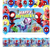 21 pièces Marvel sous licence officielle Décorations d'anniversaire thème de dessin animé Spider-Man à travers l'univers, décorations de fête, fournitures de fête, ensemble de ballons de fête comprena