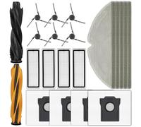 (21 pièces) Pièces de rechange pour aspirateur robot Dreame D20 Pro Plus, 2 brosses rotatives, 5 lingettes de nettoyage, 4 filtres HEPA, 4 sacs à poussière, 6 brosses latérales, kit d'accessoires